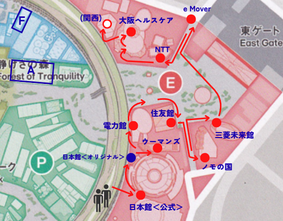 東ゲートゾーンの順路図