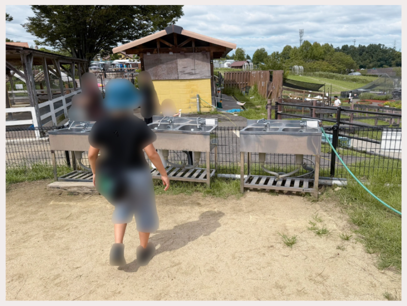 ふれあい場には手洗い&石けんがある